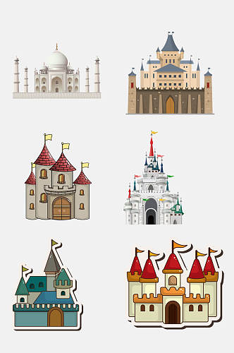 水彩卡通欧式童话城堡宫殿免抠素材