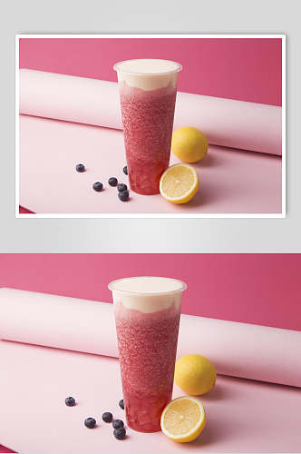 柠檬蓝莓奶茶高清图片