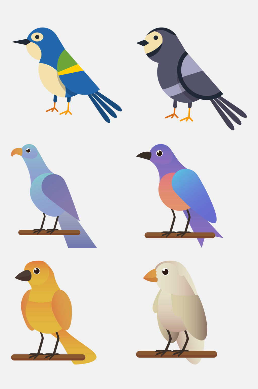 炫彩扁平风鸽子小鸟免抠素材