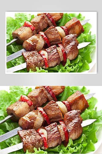 牛肉粒烤肉串图片
