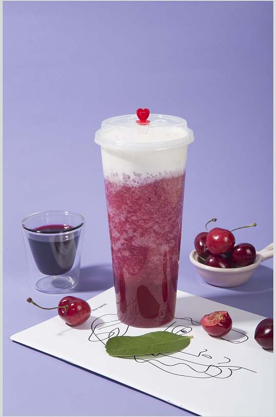 樱桃奶茶食品高清图片