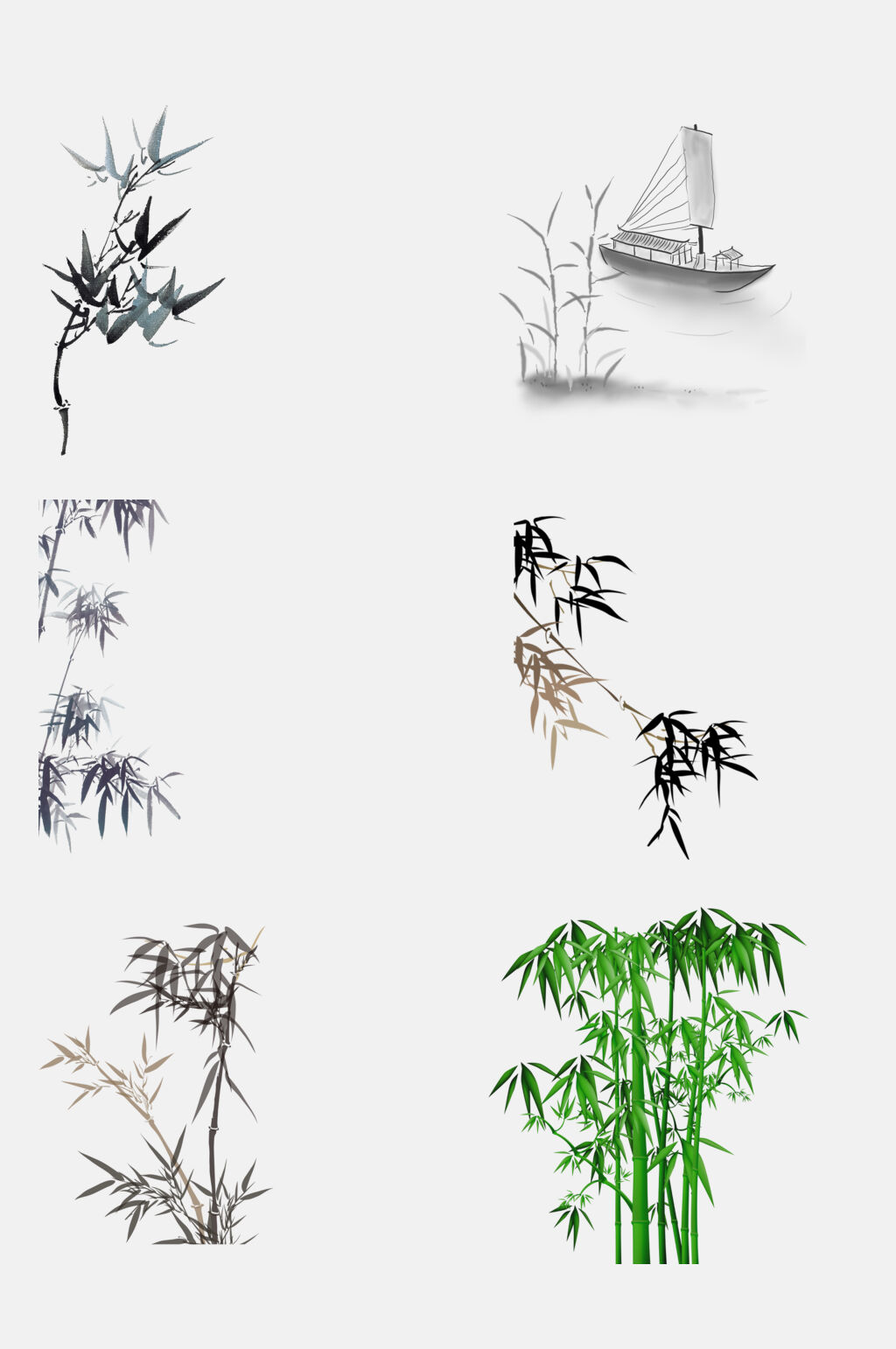 水彩竹子墨竹免抠素材素材