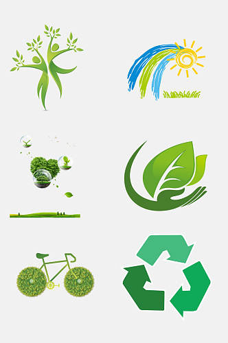 简洁创意绿色环保免抠元素