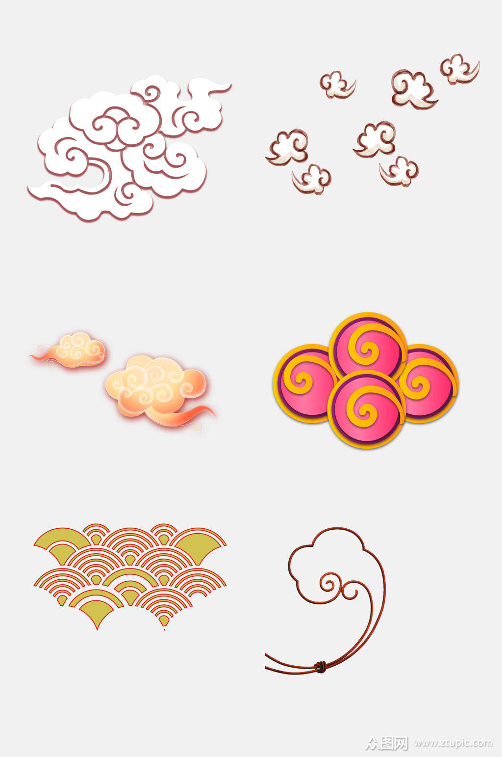 中国风云纹祥云图案免抠素材