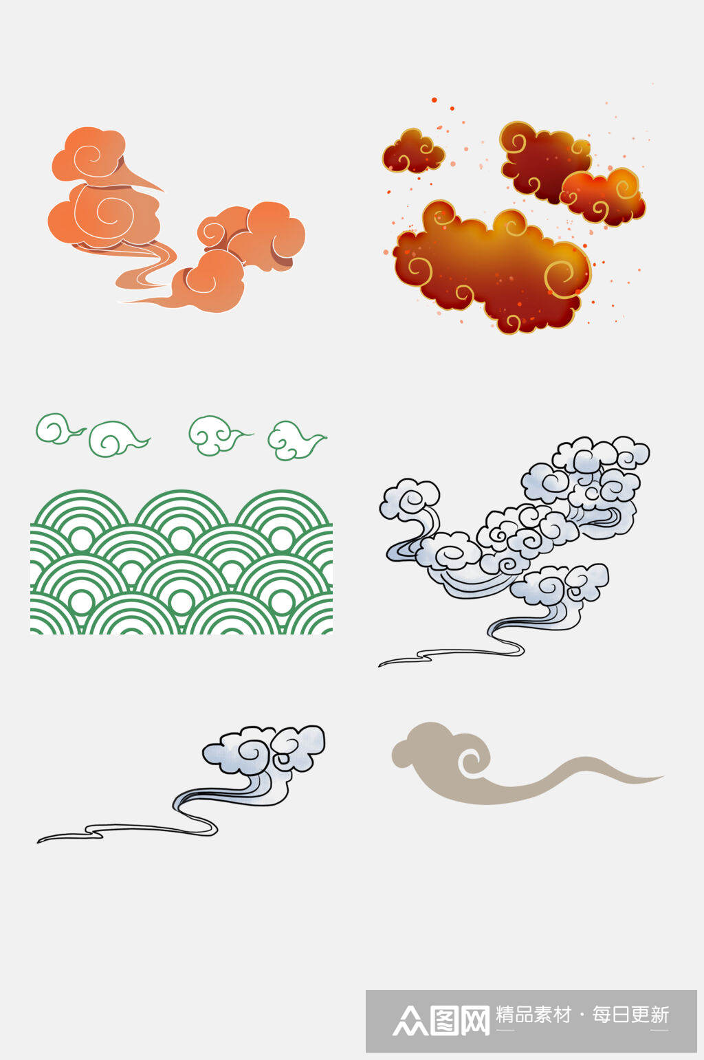 国潮中国风云朵云纹祥云图案免抠素材模板下载-编号2488369-众图网