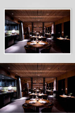 中式商业室内餐厅摄影图