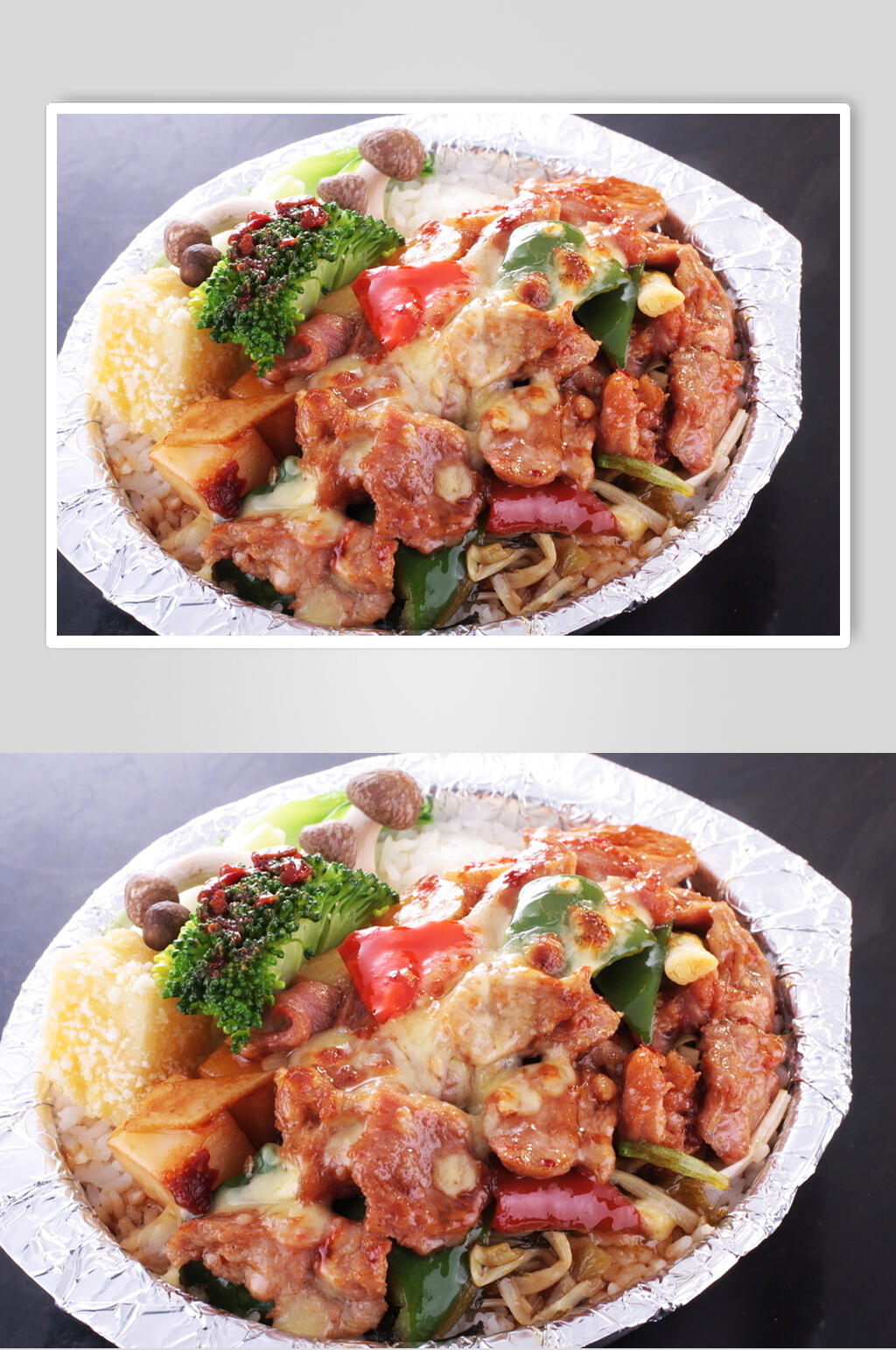 紫金薯粒牛仔肉焗饭食品高清图片素材
