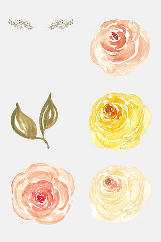 唯美森系手绘水彩花卉花朵免抠元素