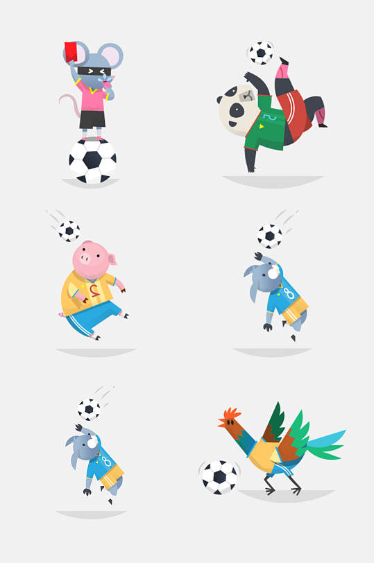 卡通运动动物足球免抠素材