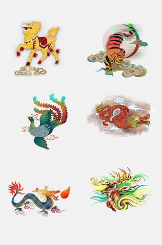 精美手绘中国传统神兽免抠元素