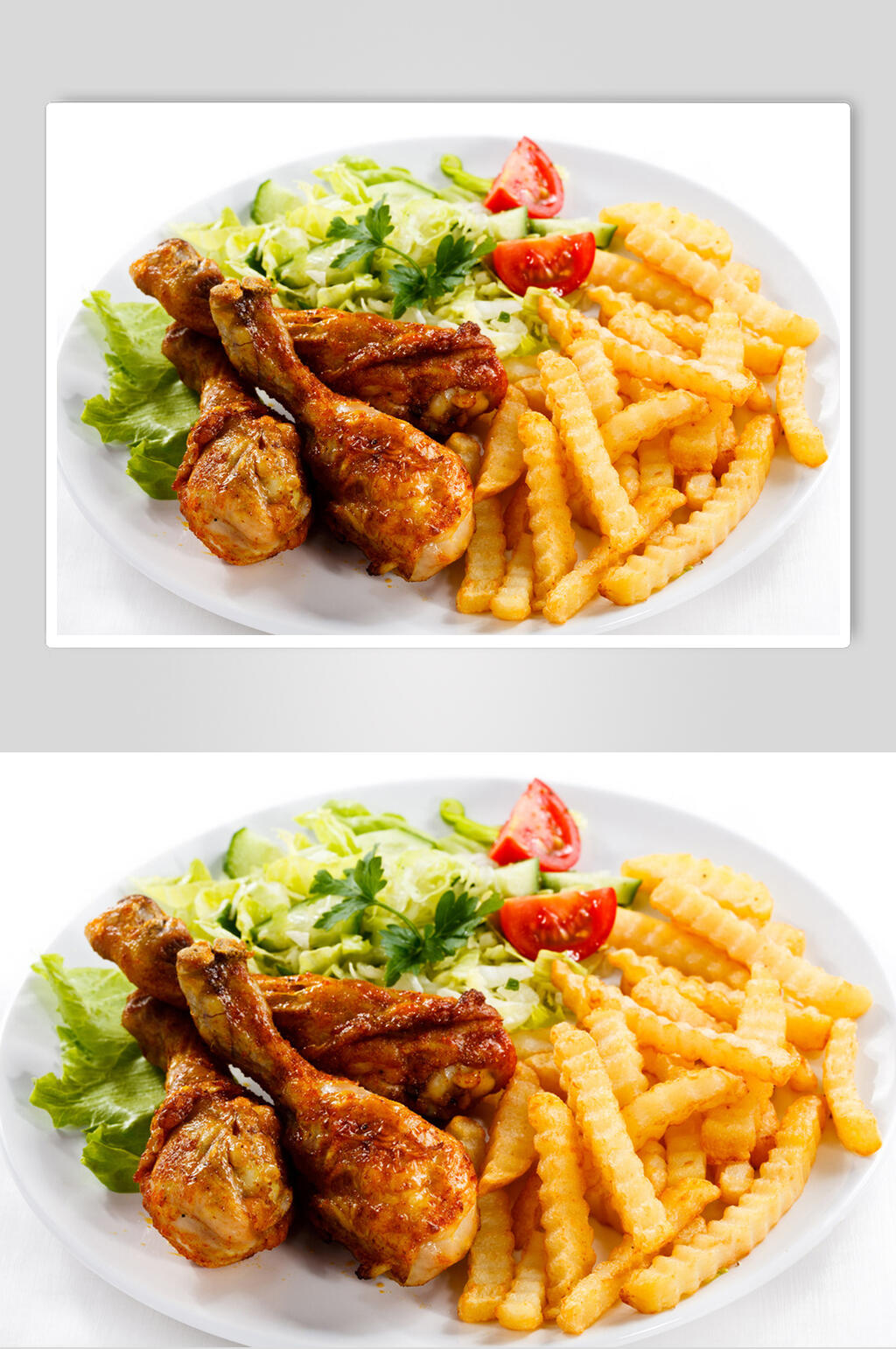 小吃薯条炸鸡腿鸡翅鸡块食物图片素材
