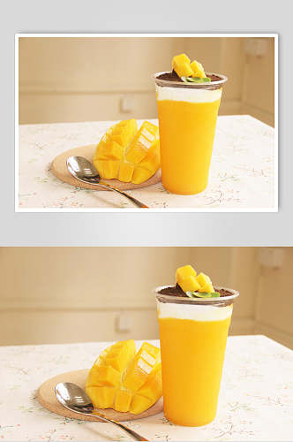 芒果奶盖奶茶食品高清图片