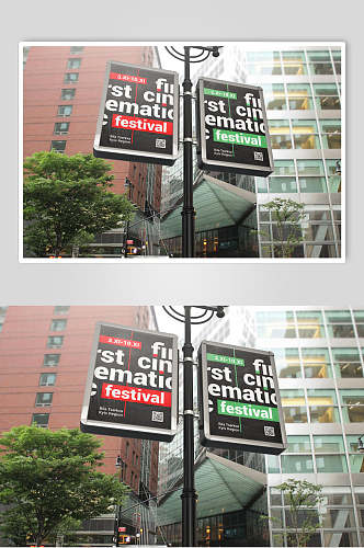城市设计感街头LED灯箱广告牌样机