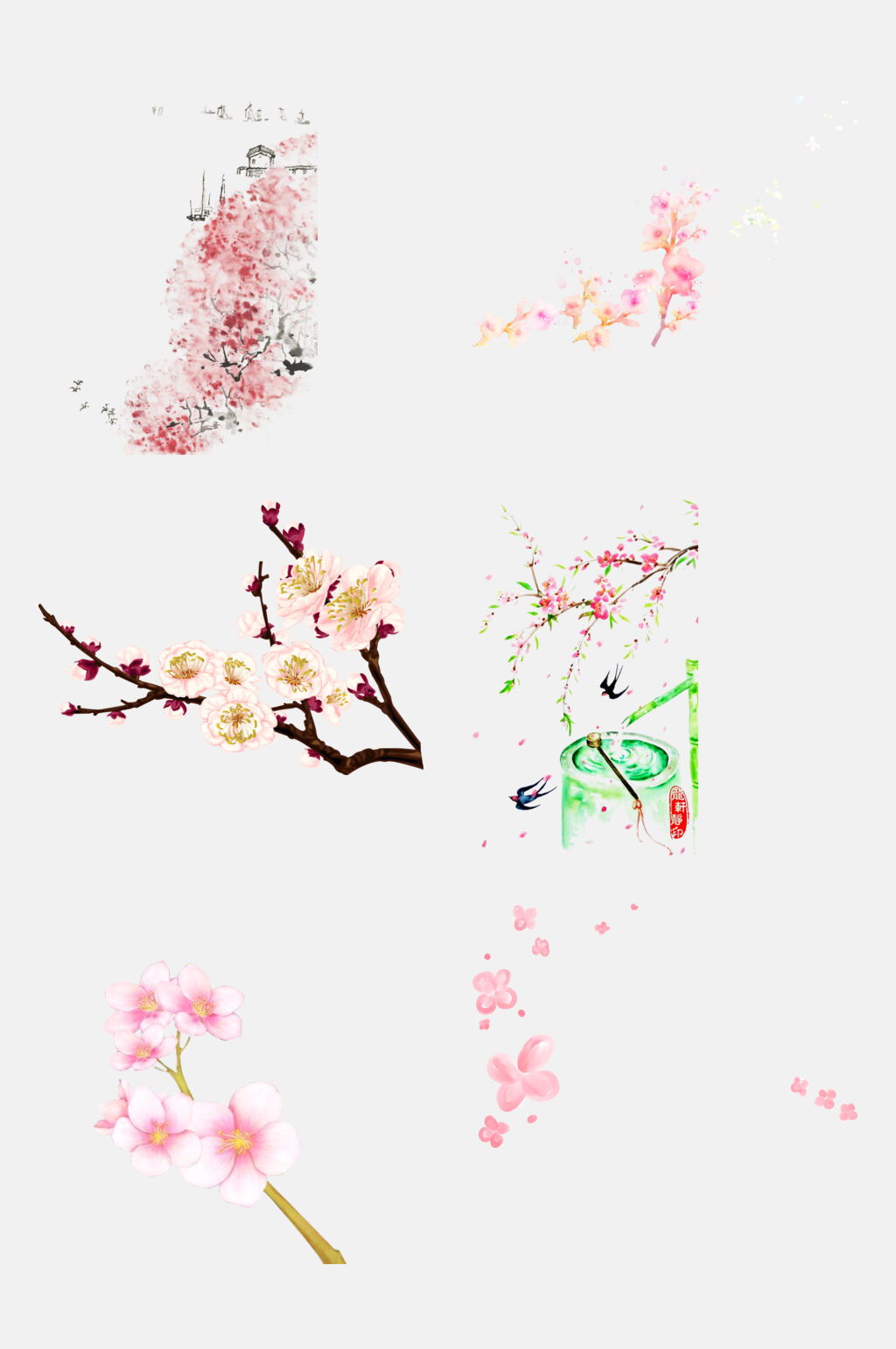 手绘花朵树枝免抠素材ss素材