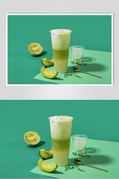 绿色奶盖奶茶食物摄影图片