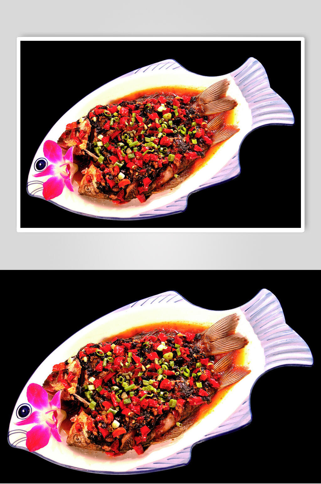 紫苏蒸鲫鱼食品高清图片素材