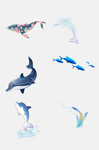 炫彩时尚动物海豚免抠素材