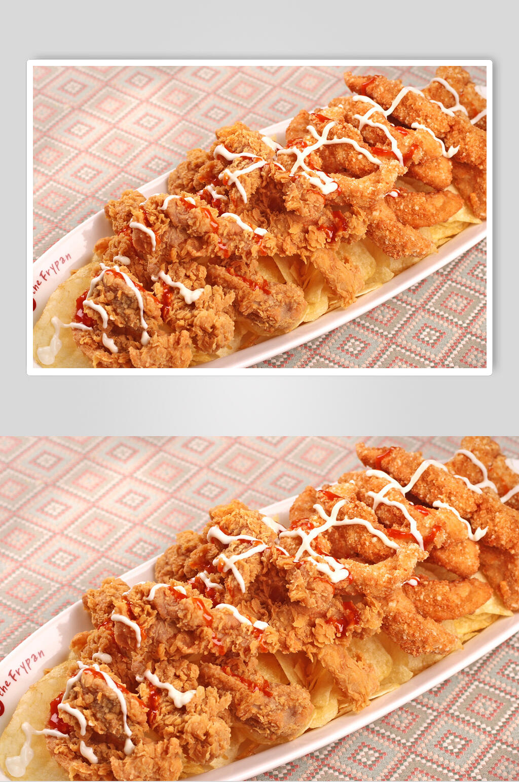 沙拉番茄酱炸鸡腿鸡翅鸡块食物高清图片素材