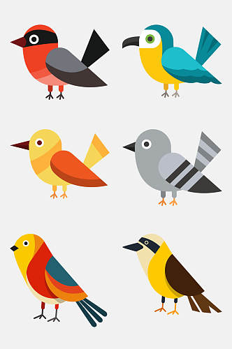 创意卡通扁平化动物小鸟免抠元素