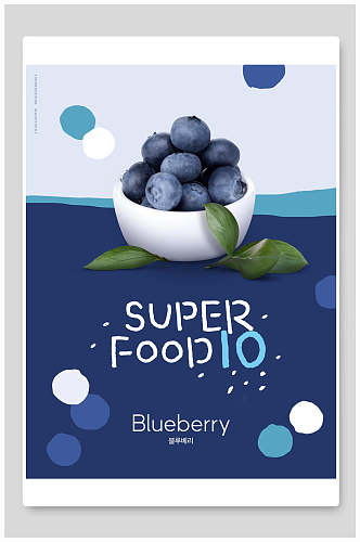 唯美蓝莓美食料理海报