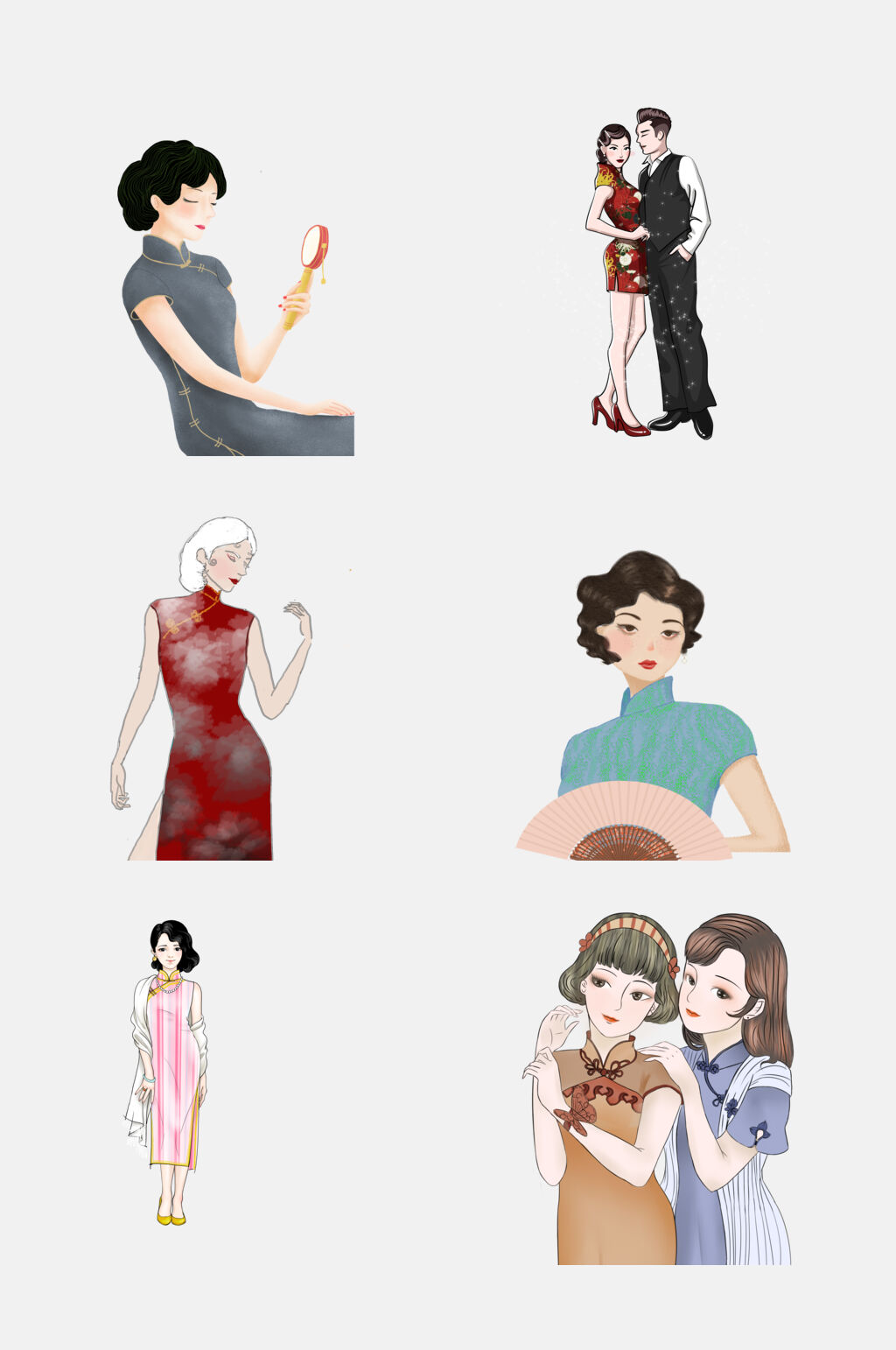 中国风大气民国风古典旗袍美女免抠素材素材