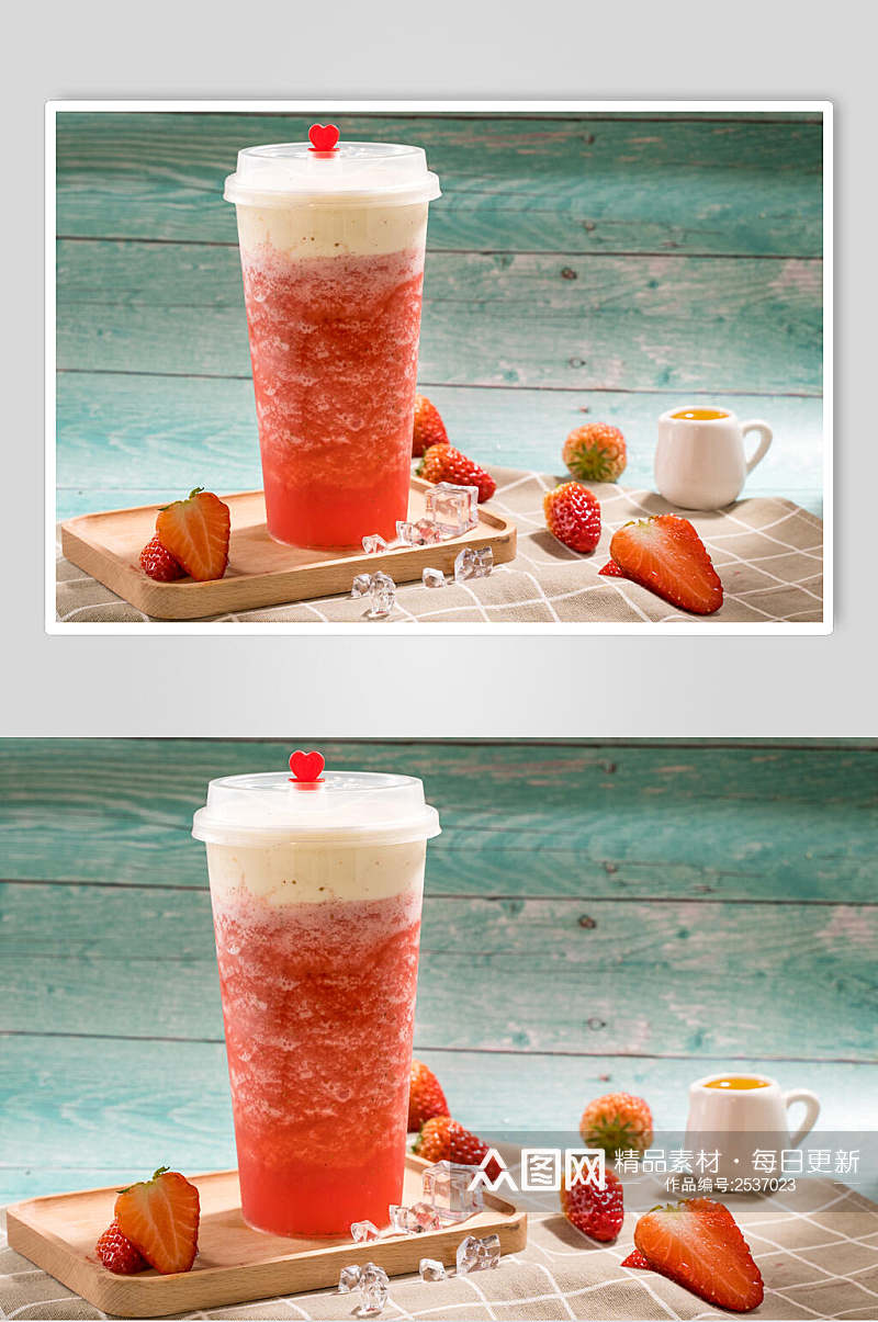 草莓奶茶食品图片素材