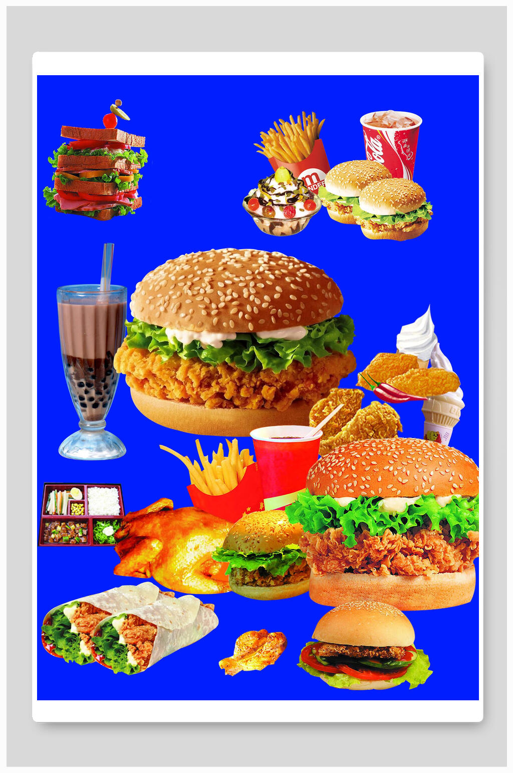 汉堡薯条海报素材免费下载,本作品是由小红1210上传的原创平面广告
