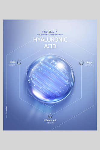 蓝色光效水分子科技海报