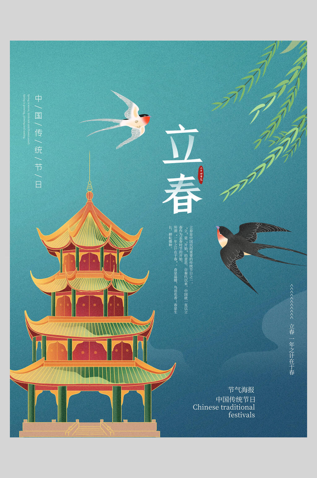 中国风二十四节气立春海报素材