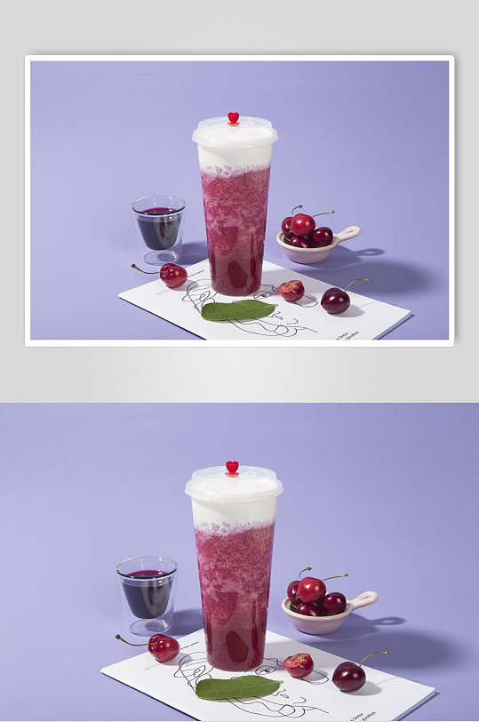樱桃奶茶食品摄影图片