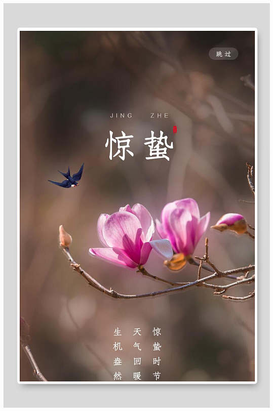 唯美古风二十四节气惊蛰海报
