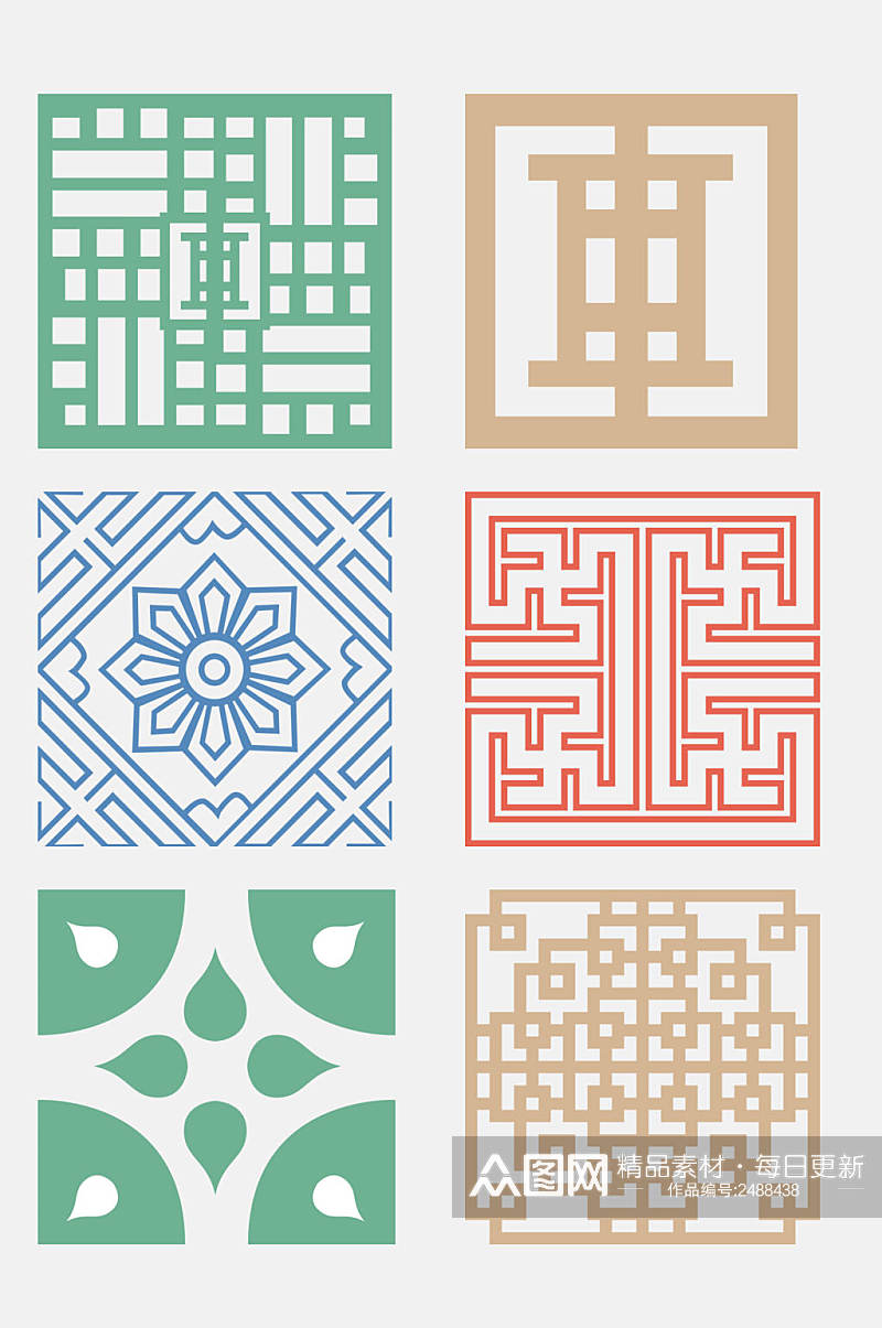 中式传统图案窗格免抠素材素材