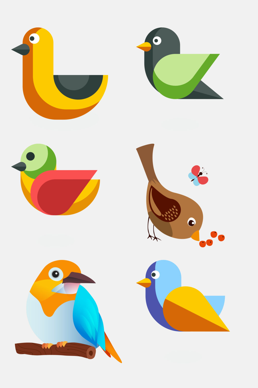 创意卡通扁平化小鸟免抠元素