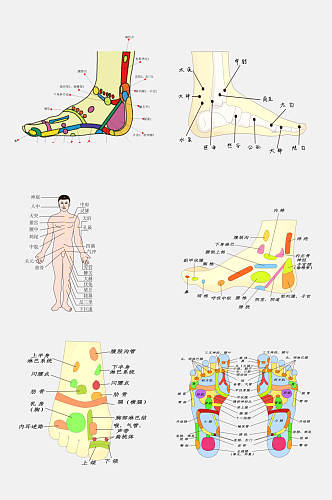 清新炫彩中医人体经络穴位免抠素材