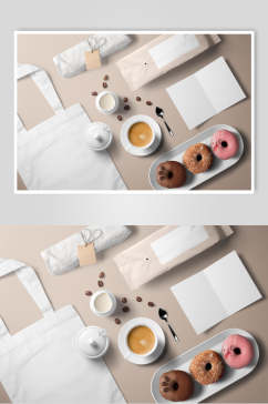 咖啡甜甜圈美食餐具素材