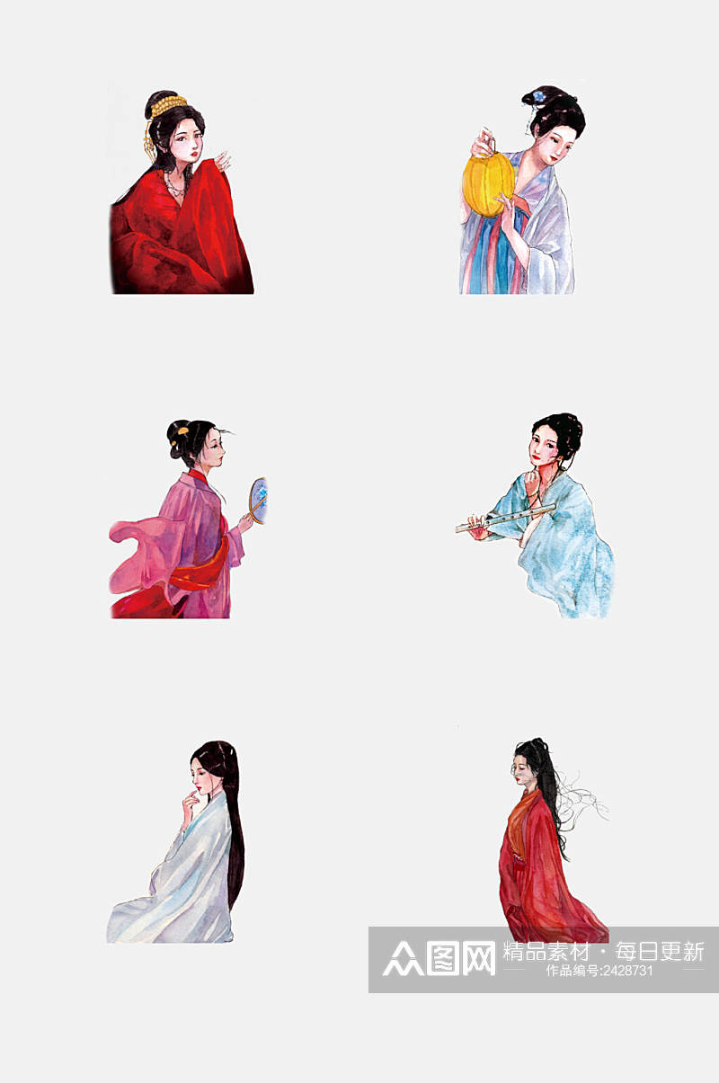 中国风古代美女免抠元素素材