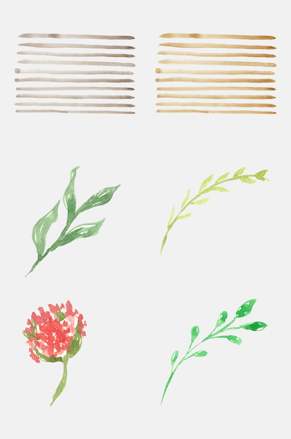 森系手绘水彩花朵植物花卉免抠元素素材