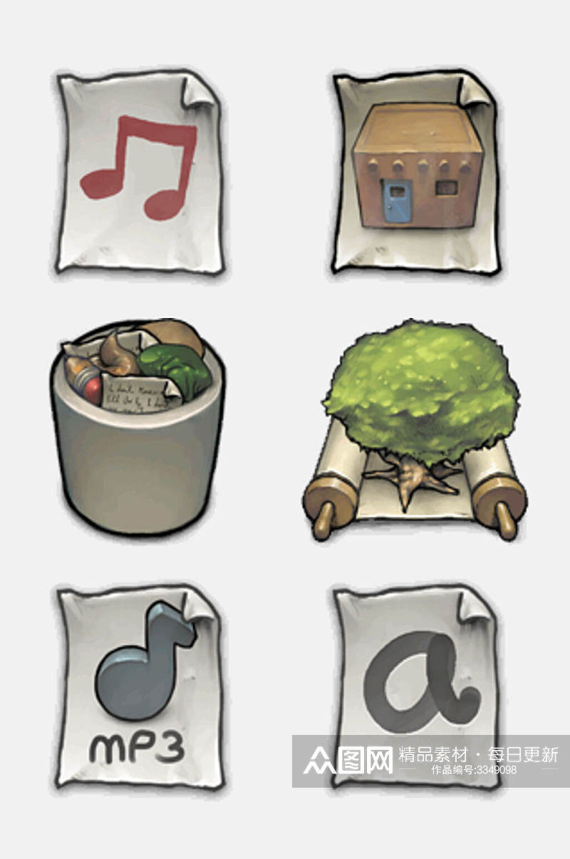 垃圾桶复古图标免抠元素素材