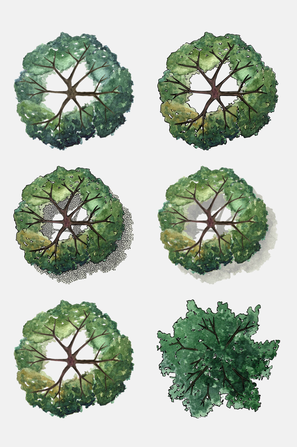 水彩手绘树木绿植免抠元素素材