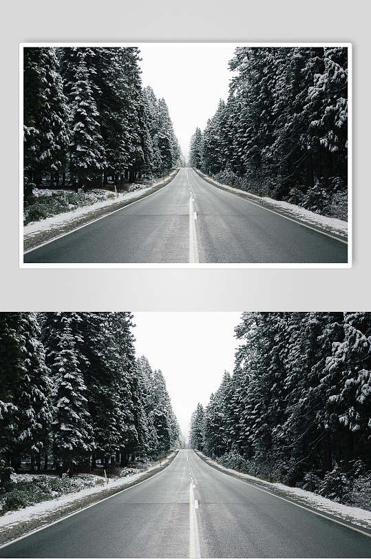 冬季公路户外风景图片