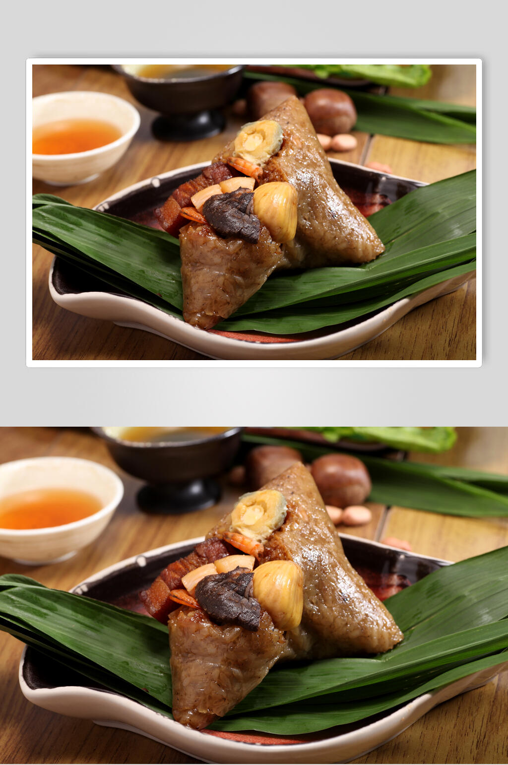 招牌板栗鲜肉粽子美食图片素材