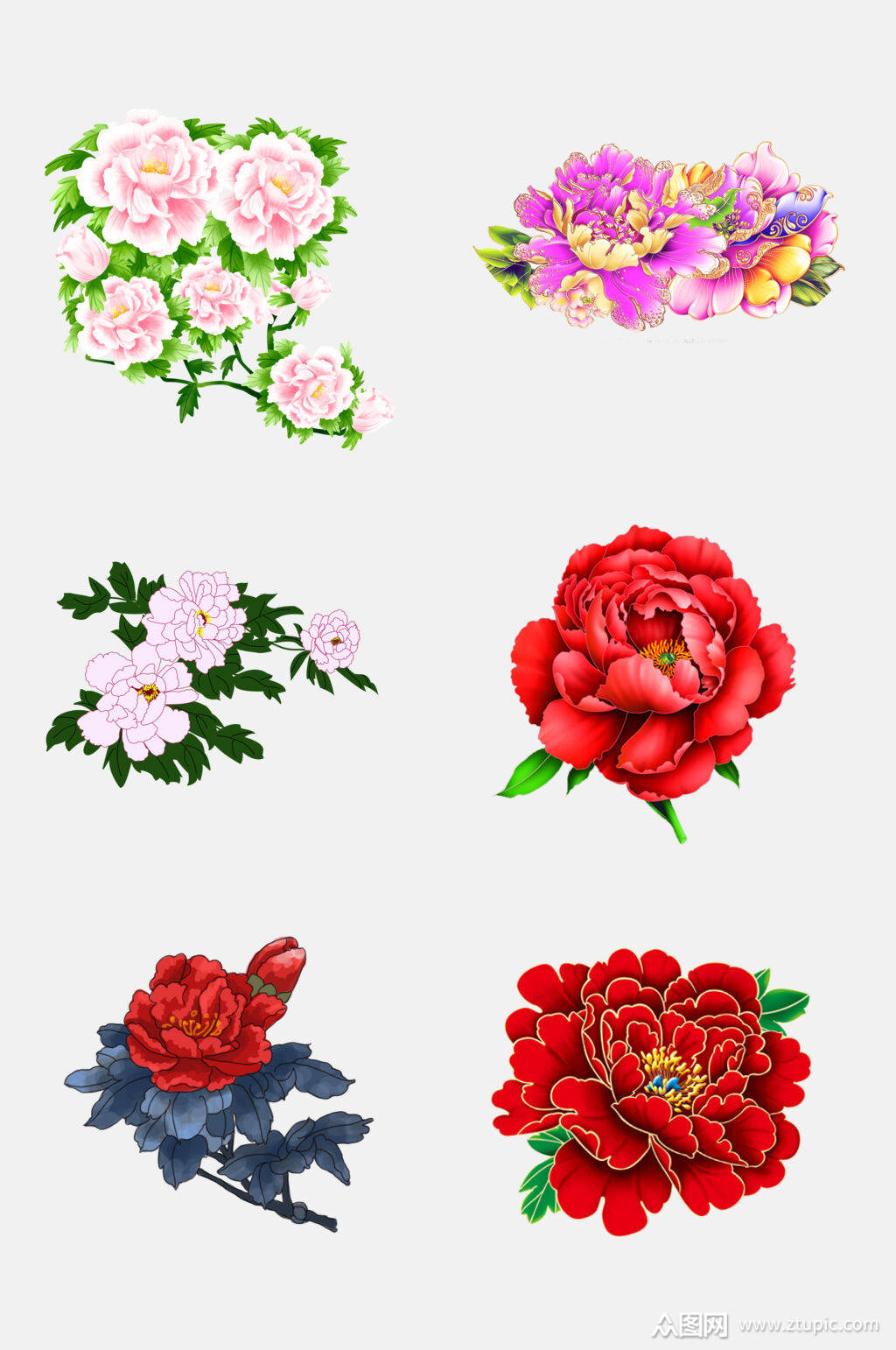 清新中国风花朵鲜花花开富贵牡丹免抠素材