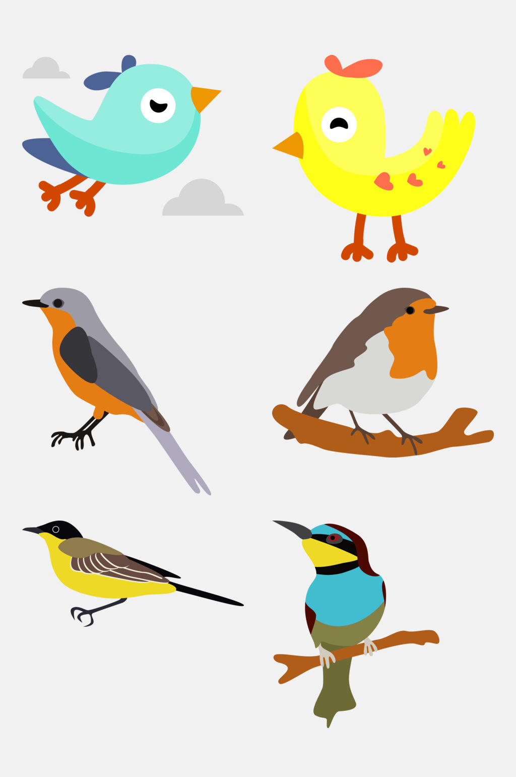 简洁创意卡通扁平化小鸟免抠元素