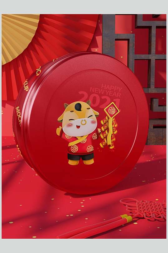 喜庆牛年罐子文创样机