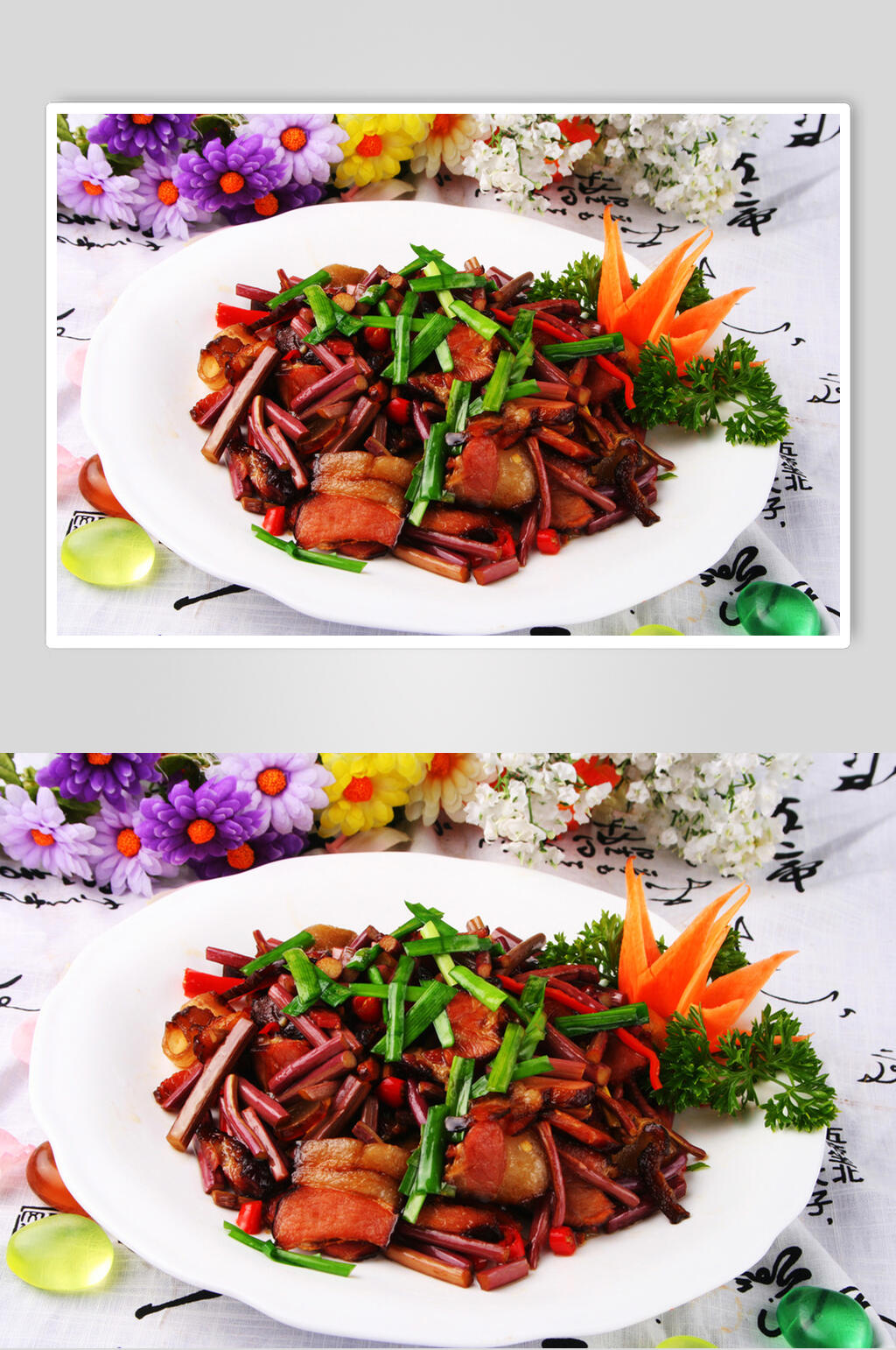 野山菌炒腊肉食品图片素材