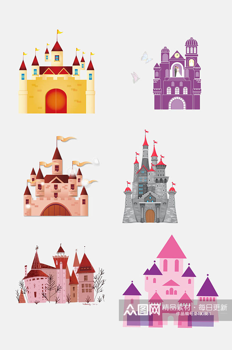 卡通欧式童话城堡宫殿免抠设计素材素材