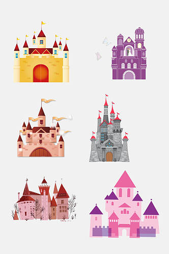 卡通欧式童话城堡宫殿免抠设计素材