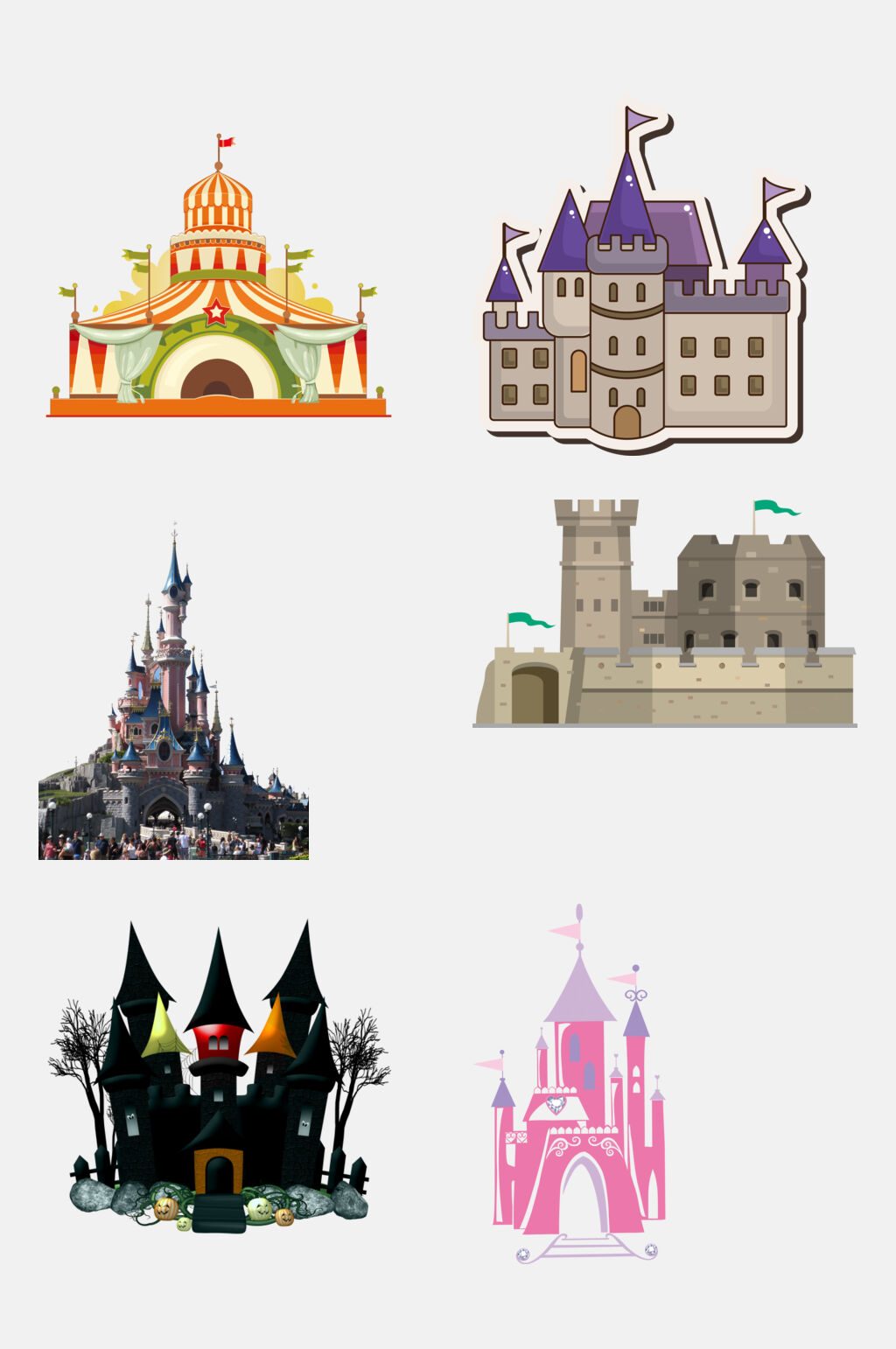 西方欧式童话城堡宫殿免抠设计素材