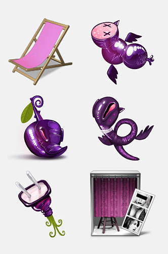 创意炫酷粉紫图标免抠元素