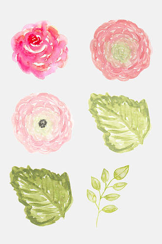 清新唯美森系手绘水彩花朵免抠元素